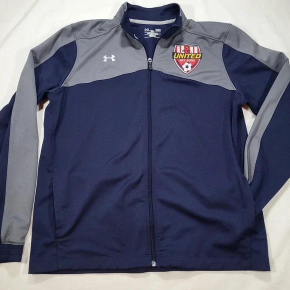 Under Armour Futbolista Full Zip Jacket Mens Large Loose Blue Gray F.C. United - Picture 5 of 9